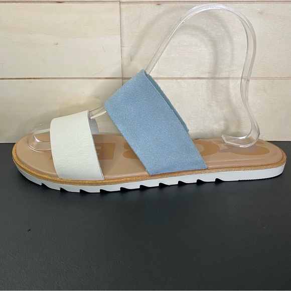 Sorel Ella 2 Slide Sandals Women's Size 7 Shoes Blue White Leather NL4662-461 - Picture 4 of 10